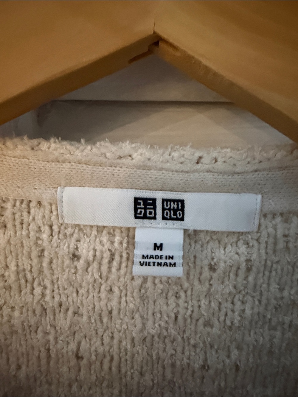 Uniqlo Cream Bouclé Open-Front Cardigan Jacket size medium - Picture 4 of 8